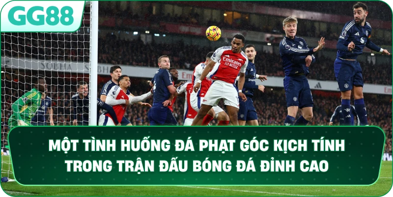 Một tình huống đá phạt góc kịch tính trong trận đấu bóng đá đỉnh cao.